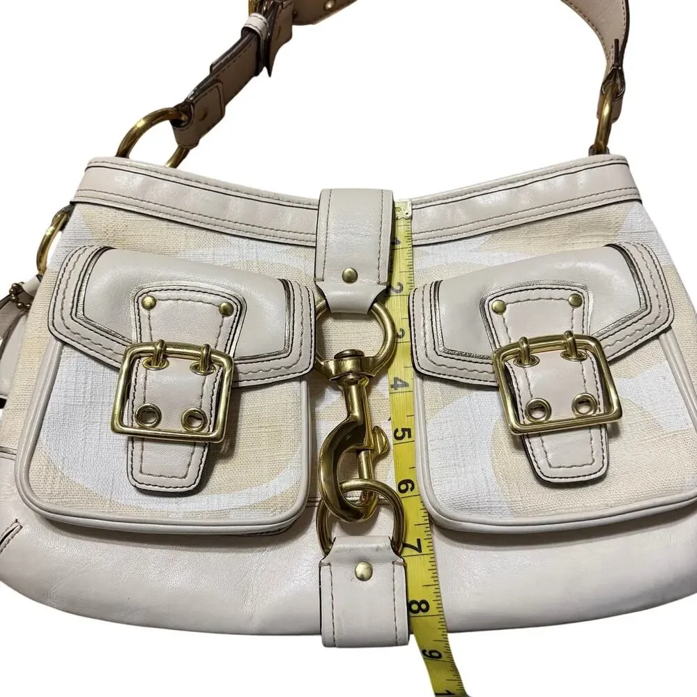 Vintage Coach Cream Legacy Flap Shoulder Bag